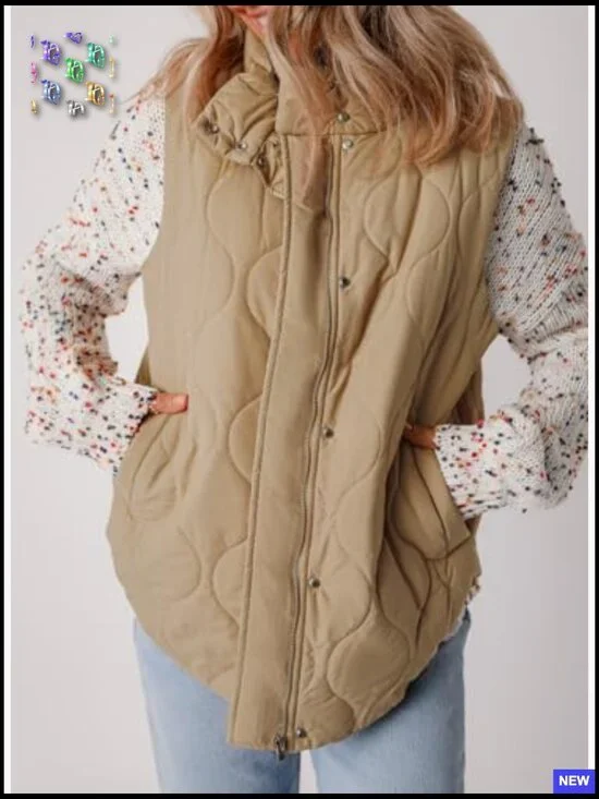 Cropped Puffer Vest Lightweight Quilted Stand Collar Sleeveless Jacket Chic - Picture 5 of 7